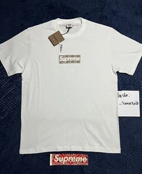 Supreme Burberry Box Logo Tee White Size Medium.