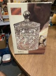 Vintage Crystal Cookie Jar + LID Brighton 8x5” Canister Apothecary Jar In Box. Excellent condition with box and...