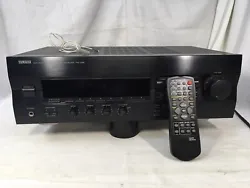 This Yamaha remote performs most functions, but not all. Power output: 50 watts per channel into 8Ω (stereo). Channel...