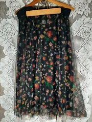 H&M skirt 14 black floral tulle 34