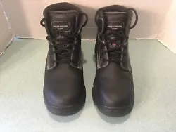 Very nice pair of qualty, steel toe, black leather work boots made by Sketchers. New without box.