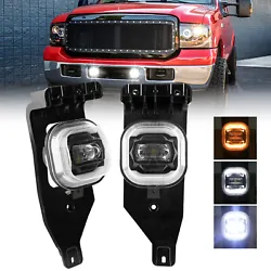 DOT Approved Pair Front Bumper Halo LED Fog Lights DRL Trun Signal Driving Lamp Black For Ford F-250 F-350 F-450 F-550...