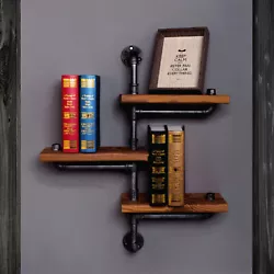 3 Tier Wooden Storage Rack Holder DIY Industrial Pipe Wall Floating Shelf  Specifications: Style: Industrial style...