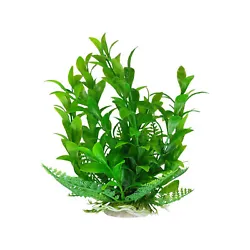 Lifelike looking aquarium plant in a natural green color. Plastic construction with disguised base weight. The leaves...