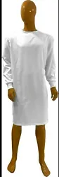 Level 2 Reusable (80 Washes) White Medical Isolation Gown Knit Cuffs Waterproof. Condition is 