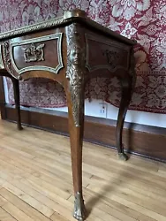 French Louis XV Style Gilt Bronze Bureau Plat Desk. Condition is Used. Shipped with USPS Ground Advantage.