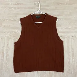 Vintage J Crew Mens V Neck Lambswool Sleeveless Sweater Brown Vest Size Large•Good preowned condition no holes or...