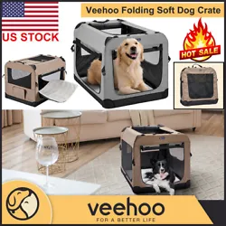 Veehoo Folding Soft Dog Crate Kennel with Fleece Mat Pet Puppy Cage House Travel. Since its inception, we have always...