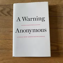 A Warning by Anonymous (2019, Hardcover) 1st Edition. -Condition is Excellent -Ships USPS Media Mail -30 Day Returns...
