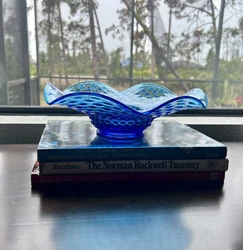 Vintage Fenton Cobalt Blue Glass Hobnail Bowl - very rare! Beautiful piece, i have never seen one exactly like it.