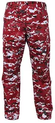 RED OR PINK DIGITAL CAMO BDU PANTS. Six Utility Pockets - Two Button Down Back Pockets, Two Front Slash Pockets and Two...