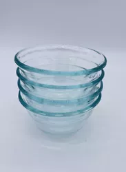 4 Pyrex 6 oz. minor scratches consistent with stacking and use.