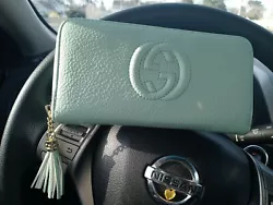 GUCCI Soho Continental Wallet Blue Pebbled Leather New With Tags.