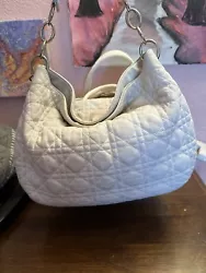 Creamy white Christian Dior Cannage leather bag. Nice bag in decent shape. Could use a leather cleaner, has minor wear...