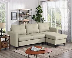 【Sectional Sofas for Living Room】：The Convertible sofa can be spliced freely. You can place the ottoman to form a...