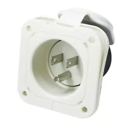 ETL approved,NEMA 5-15P 50A 125V Flanged Inlet.The flanged power inlet cap and back cover will protect it from the rain...