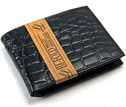 Alligator Crocodile Print Genuine Leather Wallet. 2 ID Windows with 6 Credit Card Slots. Fully Lined Bill Section....