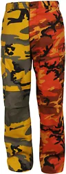 Two Tone Camo Cargo Pants Military Fashion BDU Army Fatigues 6-Pocket Uniform Trousers Slacks Two Face. Army Green...