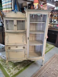 Pretty Victorian  Side - by - Side Bookcase and Desk.  Has been painted cream and baby blue at some time in the past....