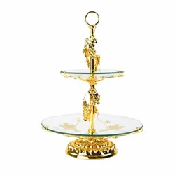 · [Elegant & Luxury Design]    Consisted of 2 tiers clear glass trays of different size and gold color...