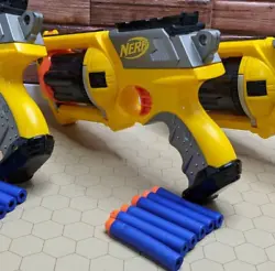 Nerf Maverick Rev-6 Yellow Revolver Dart Gun Blaster Pistol with Darts  Condition is listed as Used.  Item has been...