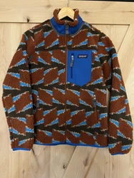 New With Tags Patagonia Retro X Fleece Jacket Full Zip Take Root Burnished Red Print Womens size XS.