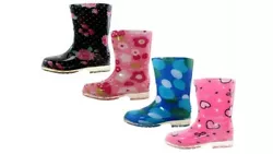 From 1 to 9 Year Old Kids / Size 5T to 3Y. ~ TODDLER - CHILD - YOUTH ~. FLORAL PRINTED RUBBER RAIN BOOTS FOR LITTLE &...