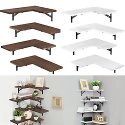 【Easy to Install】Each wood corner floating shelf has been pre-drilled, and you can complete the installation by...