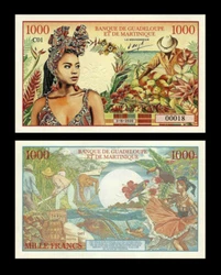 Billet fantaisie de laBanque de Guadeloupe et de Martinique – 1000 Francs (2023). Photo non contractuelle - Les...