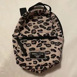 NEW Kendall + Kylie Peach and Black Leopard Print Mini Backpack Purse Bag.
