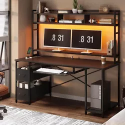 SEDETA Computer Gaming Desk with Hutch, Drawer and Power Outlet. The SEDETA computer desk with hutch provides 2-tier...