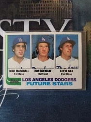 1982 Topps Baseball Steve Sax/Mike Marshall/Ron Roenicke RC Dodgers # 681.