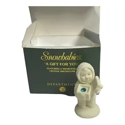 Department 56 Snowbabies “A Gift For You” September Sapphire Swarovski 1999.