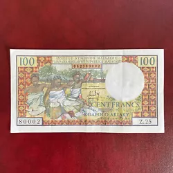 MADAGASCAR billet 100 Francs 1961 Institut Émission MalgacheTrès bel exemplaire Plis multiples sans épinglage ni...