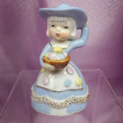 Vintage Napco RARE Blue Dress Easter Girl Figurine Bell Japan. Condition is 