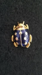 Broche fantaisie. De couleur Doré/Bleu. Envoi rapide 24h.