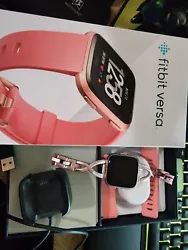 Fitbit Versa Fitness Smartwatch - Peach/Rose-Gold Aluminium (FB504RGPK).  Used and runs fine.  We upgraded to another...