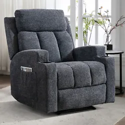 【Modern Design 】This manual fabric recliner chair with thickness cushions and armrest, with soft curves, this chair...