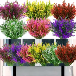 8 Bundles Artificial Flowers Durable Plastic Plants. No maintenance, no need for sunlight, watering, pruning, a great...