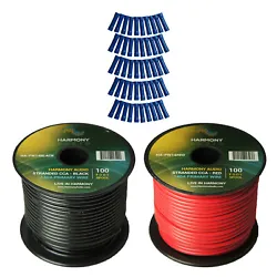 Harmony Car Primary 14 Gauge Power or Ground Wire 200 Feet 2 Rolls Red & Black Harmony Audio Primary Single Conductor...