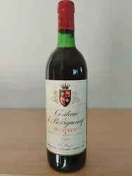POMEROL 1980 - Château De BOURGUENEUF - grand Vin De Bordeaux. Capsule et bouchon en bon état Niveau base goulot...