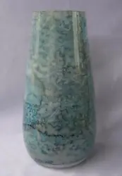 Exquisite hand-made and decorated Art glass vase - nice pastel teal green color shades by Franco, Italy Each Franco...