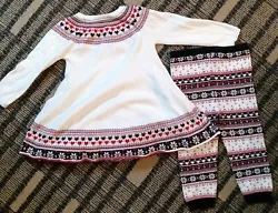 Size 18 months. If you are interested go check them out. Cute set, kn it fabric, matching tunic dress and leggings in a...