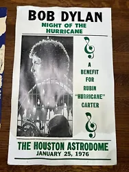 Fresh estate find. Rare !! Cardboard Concert Poster from 1976 Bob Dylan. “Night of the Hurricane” concert at the...