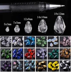 Size 5x3mm 7x5mm 12x8mm 14x10mm 18x12mm. Shape: Teardrop. Process: Faceted Cut. Condition:Loose beads! No string!...