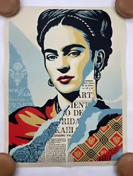 SHEPARD FAIREY FRIDA KAHLO PRINT. Edition /500, signed and numbered by Fairey.