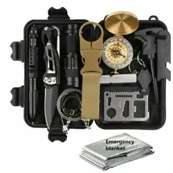MULTI-FUNCTIONAL - Survival kits camping portable multi-tool box outdoor flashlight set tools. Car first aid kit,...