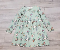 H&M Girl Green Easter Bunny Horse Duck Fox Flower Long Sleeve Dress 8-10. In excellent pre-owned condition,  worn...
