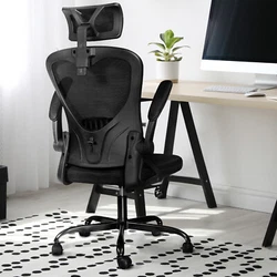 The ergonomic backrest design of the office chair perfectly fits the curve of the human back to reduce the pressure on...