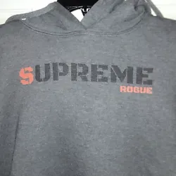 Supreme Rogue Grey Pullover Hoodie Large. The hoodie is pre-owned and has no inner tags or labels showing the brand. If...